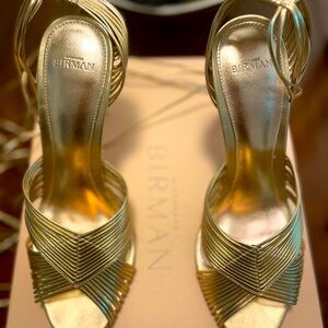 Alexandre Birman Ginny 100 Gold Lace up Sandals